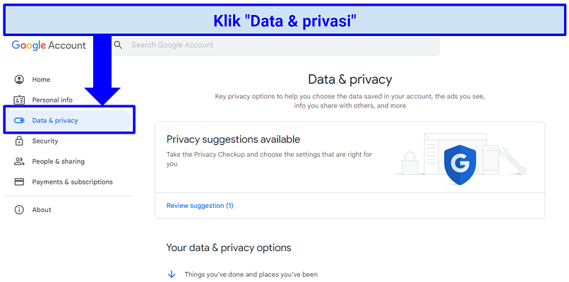 A screenshot of step 1 of turning off Google tracking ability