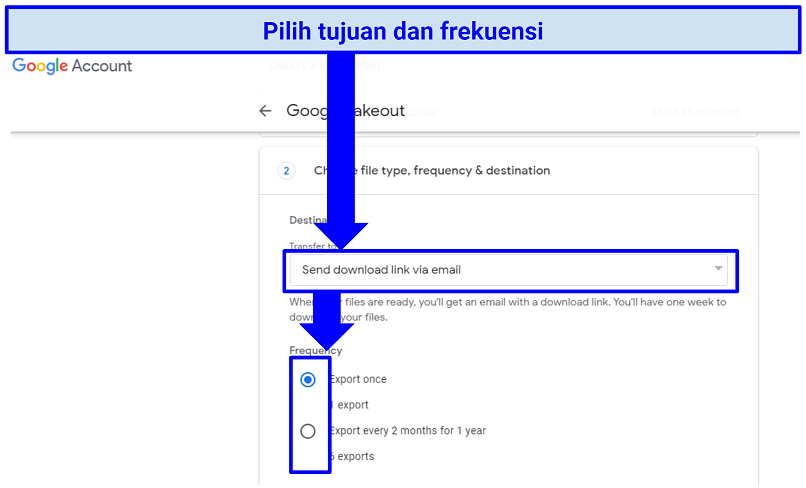 A screenshot of step 3 of downloading your Google account archive